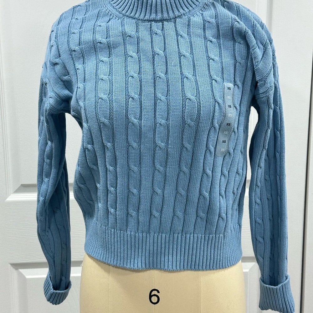 GAP Light Blue Cable Knit Turtleneck Sweater